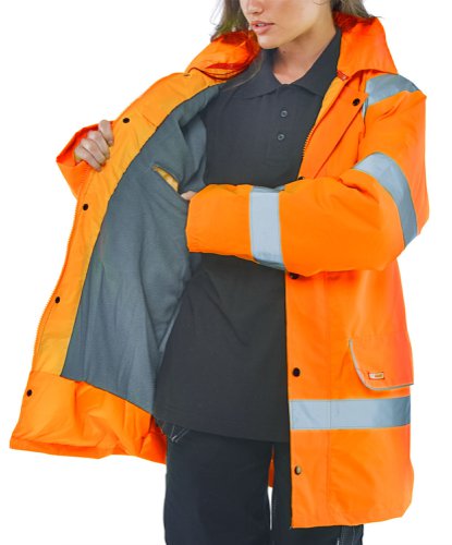 Beeswift High Visibility Fleece Lined Traffic Jacket Orange 3XL