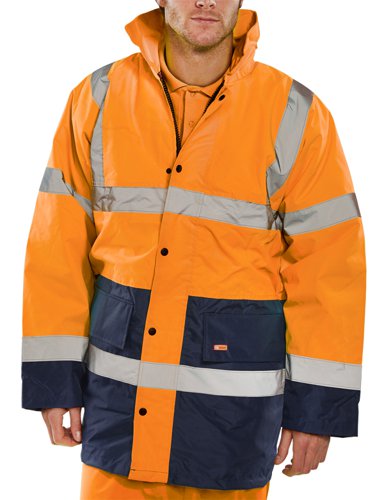 Beeswift Constructor Traffic Jacket Two Tone Fleece Lined Orange/Navy