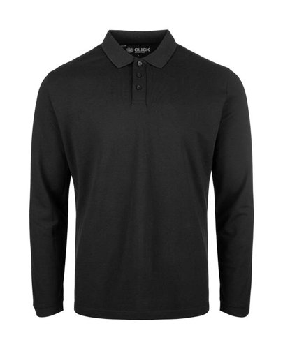 CLICK WORKWEAR UNISEX BLACK L/S POLO SHIRT