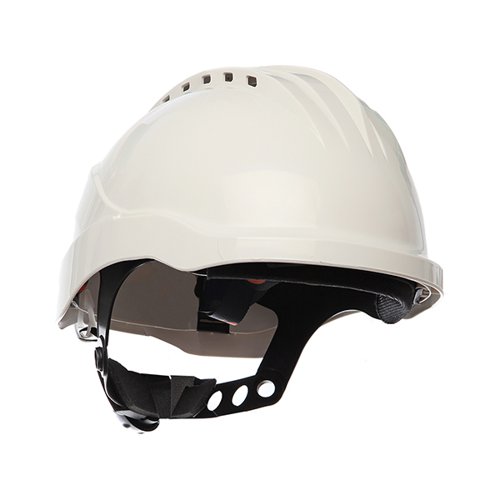 CXCUROW | The Curro helmet is specially designed to be used in work at height, emergencies, and confined spaces thanks to the absence of a visor and its chinstrap in a Y with 4 anchor points. It also covers other areas such as industry, construction, public works, forestry, shipping Electrical insulation - CLASS 0 - It prevents the passage of a current through the user entering through the head. MM - protection against splashes of molten metals. Sprocket adjustment. Textile harness with 6 anchor points, adjustable in two heights. Material: ABS High visibility - reflective straps Earmuff 17-P EN 397:2012:2012EN 50365:2002