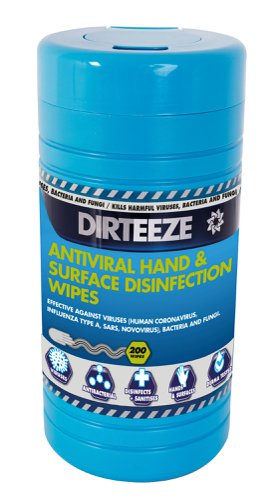 DHAVCL200 Dirteeze Hand And Surface Antiviral Disinfectant Wipes