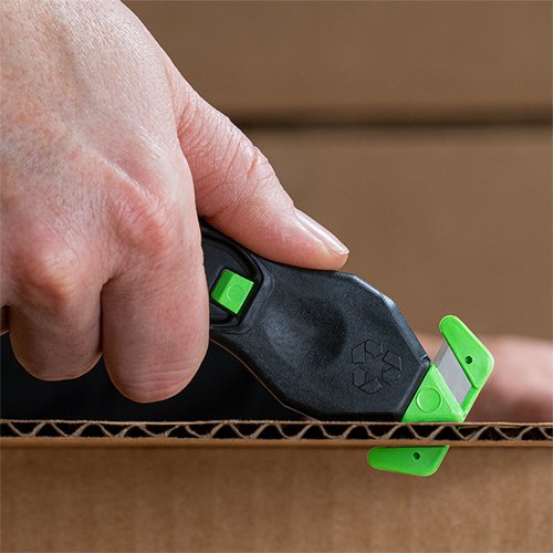 Klever Eco Xchange 20 Safety Cutter Black/Green Box 10 Knives & Knife Blades ECO-200XC-20EXN