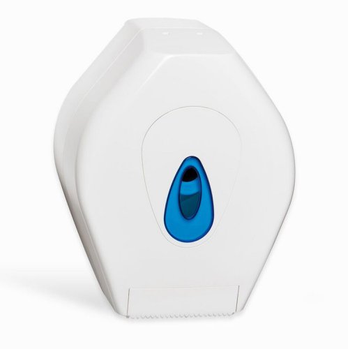 NWDP006 | Colour: White, Material: Plastic, Capacity 1 x roll, Height: 250mm, Width: 115mm, Depth: 115mm, Weight: 0.8kg, Lockable, This dispenser is made from smooth, injection moulded plastic and has a self-locking cover, accessed using a universal modular key (supplied), Comes with a reversible spigot to accommodate varying roll core diameters, Dispenses NWJ27150N mini jumbo rolls