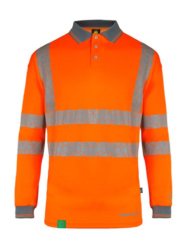 Envirowear Hi-Vis Polo Shirt Long Sleeve Orange 3Xl