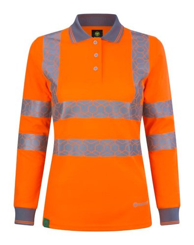 Envirowear Recyclable Womens Hi Vis L/S Polo Shirt Or 06 (XS)