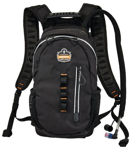 EY5157BL | Premium Cargo Hydration Pack: Keep workers organized and hydrated with this unique cargo hydration backpack. Features, Durable 600D water-resistant rip stop polyester shell, Vented shoulder straps and back for maximum breathability, 8mm EVA foam padding on shoulder straps for added comfort, Five zippered compartments, multiple d-rings and nylon daisy chain webbing for gear storage, Insulated pack and tube keeps water cool, 100% anti-microbial bite valve with cover to protect against contaminants, Breakaway shoulder straps for added safety, Dual Cap bladder featuring smaller (60mm) cap nestled into larger (80mm) cap for easy water and ice filling, Capacity: 3L (3000mL) / 101oz / 3.3 hours Application, Fire/Rescue/EMT, Construction, Freight/Baggage, Oil/Gas Refining, Drilling/Mining, Landscaping/Grounds