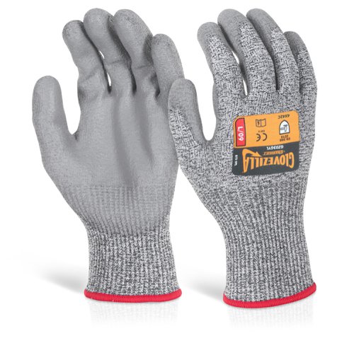GZ03GYS Beeswift Glovezilla Pu Palm Coated Glove Grey S (Pair)