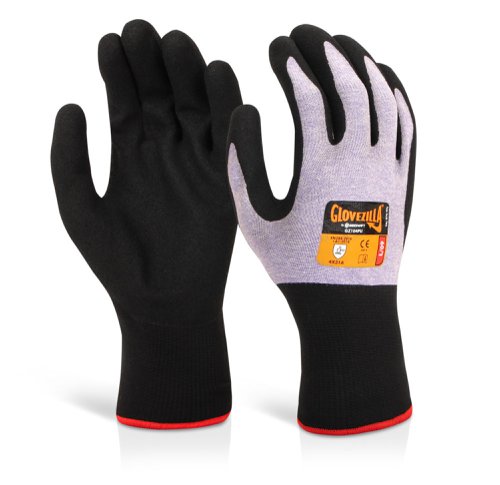 Beeswift Glovezilla Nitrile Foam Nylon Glove Purple XL (Pack of 10)