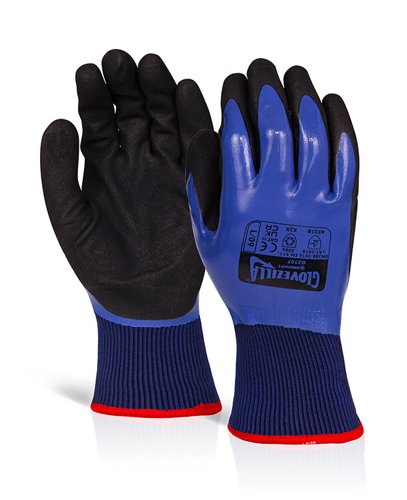Beeswift Glovezilla Waterproof Thermal Nitrile Glove Blue Pk10