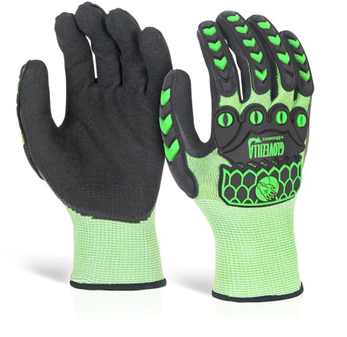 M-GZ64 | 13 Gauge, HPPE, Polyester, Glass Fibre Green Liner. 100% Foam Nitrile Coating, 100% TPR Back of hand protection. Lightweight for maximum dexterity and comfort with sensitivity. Suitable for general assembly handling and engineering applications. EN 388:2016+A1:2018, Level 3 - Abrasion Resistance, Level X - Cut resistance (Coupe Test), Level 4 - Tear Resistance, Level 3 - Puncture Resistance, Level B - TDM Cut Resistance (ISO 13997), Level P - Impact Protection