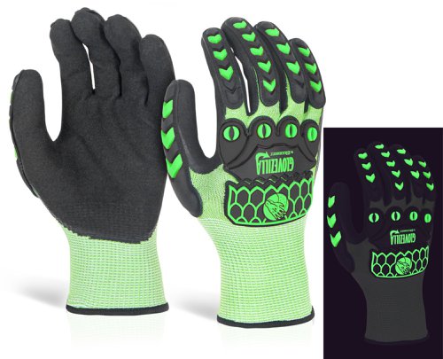 GZ66GL Beeswift Glovezilla Glow In The Dark Foam Nitrile Glove Green L (Pair)