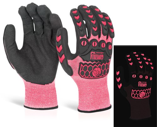 GZ66PXXL Beeswift Glovezilla Glow In The Dark Foam Nitrile Glove Pink 2XL (Pair)