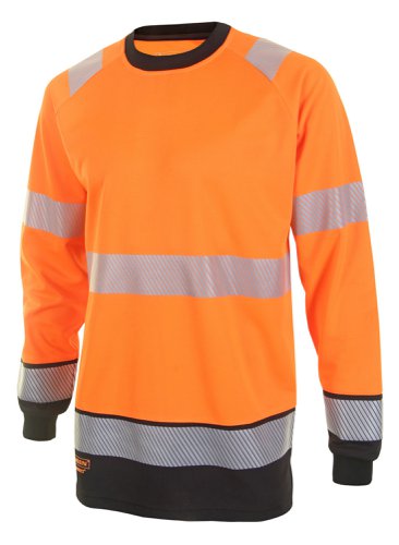 Beeswift B-Seen High Visibility Two Tone Long Sleeve T-Shirt Orange/Black