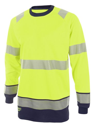 Beeswift High Visibility  Two Tone Long Sleeve T Shirt Saturn Yellow / Navy M