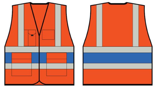 Beeswift Orange Executive Vest With Royal Blue Band 3Xl