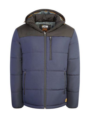 JCB Unisex Padded Jacket With Hood Navy/Black 2XL