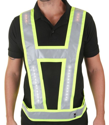 Light-Vest Harness With Red Lights Shoulder And Back Saturn Yellow 