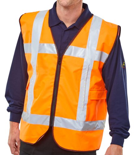 Light Vest Safety Basic Front Light C / W Pockets Orange L / XL