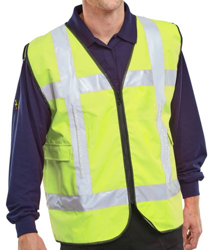 Light Vest Safety Basic Front Light C / W Pockets Saturn Yellow L / XL