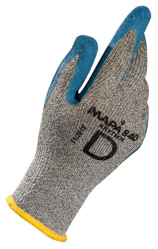 M-MAPA840 | Natural rubber coated high protection for handling heavy or sharp objects in wet environments, High protection level D against cuts, Thermal insulation of the hand, Good grip for picking up heavy parts safely, due to embossed texture, Good puncture-resistance, EN 388:2016 Protective gloves against mechanical risks 3X43D, EN 407 Protective gloves against thermal risks X2XXXX Key applications: Ceramic and plastics industry:, Post-injection handling of hot plastic parts, Handling of composite materials after heat processing Construction Industry (Carpenters/Joiners) Cutting wood, Installing steel structures, Assembly, Screwing, Studwork, Local Authorities (Waste Collection and Processing) -Processing waste at a sorting centre, Glass industry -Handling glass sheets