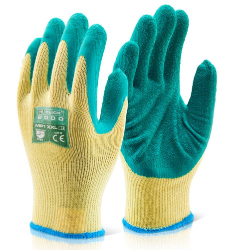 Beeswift MultiPurpose Latex Palm Coated Gloves Green S Re-usable Gloves WW1742