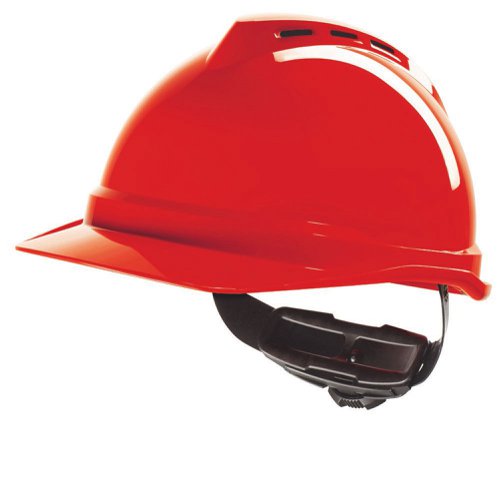 MSA V-Gard 500 Vented Safety Helmet Red 