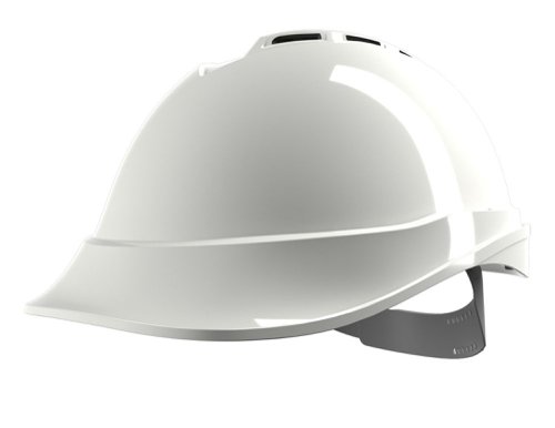 M-MSAGV6 | UV Stabilised ABS, scratch resistant vented helmet shell, Lightweight, Short peak for increased upward vision, Limited rain gutter, Provides lateral crushing protection, Push-Key suspension with slide adjustment and wipeable PVC sewn in sweatband, Standard slots to easily attach MSA visors and/or ear muffs, 2 or 3-point chinstraps to be bought separately, 2- point chinstrap versions, MSAB0259378 & MSA9100001, Available in a range of colours: White, Yellow, Red, Blue, Green, Orange, Hi Vis Orange and Hi Vis Yellow, Non-vented versions, other suspensions including Fas-Trac III and helmet printing available upon request, Conforms to the following Standards, EN 397:2012 Safety industrial helmets, Electrostatic-Ineris certified (testing according to EN ISO 80079-36:2016), Suitable for use in ATEX environments hazardous zones 1,2, 20, 21 and 22 In addition, Non-vented versions are certified to:, EN 50365 Insulating helmets for use on low voltage installations