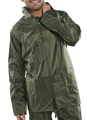 Beeswift B-Dri Weatherproof Jacket with Hood Lightweight Nylon Olive