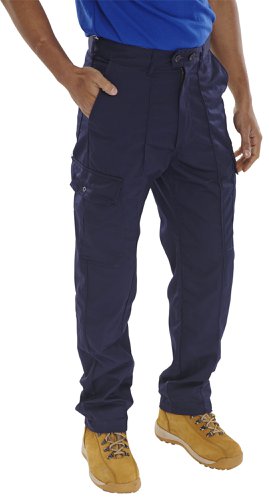 Beeswift Poly Cotton Work Trousers  Navy Blue 30S