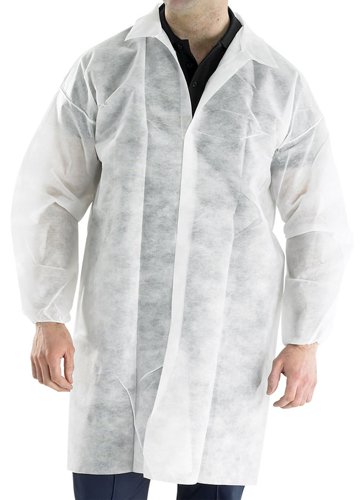 Beeswift Non Woven Polpropylene Disposable Visitors Coat White
