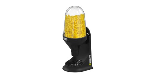 QED301DP | Free standing or wall mounted, Robust design, Easy twist action dispenser, Bottle rotates and unscrews easily for refilling, Contains 500 distinctive hi-vis foam disposable ear plugs