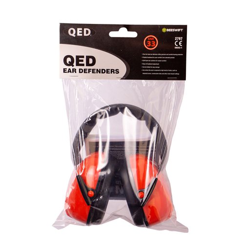 QED506 | Unique cup colour which fits in with the QED SNR colour rating system. Padded headband for user comfort over extended periods, Soft foam ear cushions for wearer comfort, Ease of headband adjustment, Can be folded for easy storage Suitable for use where the user is exposed to high levels of noise, such as industrial zones, construction sites and other noise hazard settings. EN352-1: 2002, SNR 33 , H(dB) 35   M(dB) 31   L(dB) 24