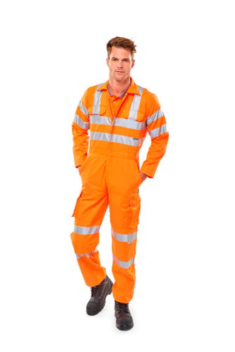 Beeswift B-Seen Rail Spec Coveralls with Reflective Tape Orange