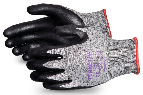Superior Glove Tenactiv Cut-Resistant Composite Knit Glove With Foam Nitrile Palms Black 07 Re-usable Gloves SUSTAFGFNT07