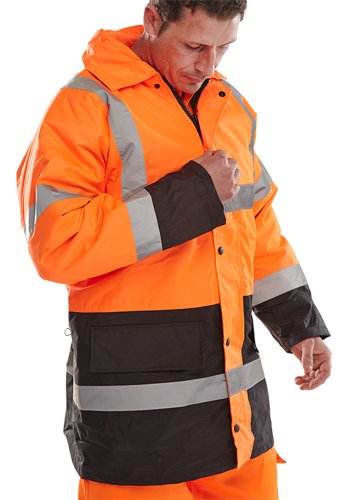 Beeswift CONSTRUCTOR TRAFFIC Jacket TWO TONE FLEECE LINED OR/BL 3XL