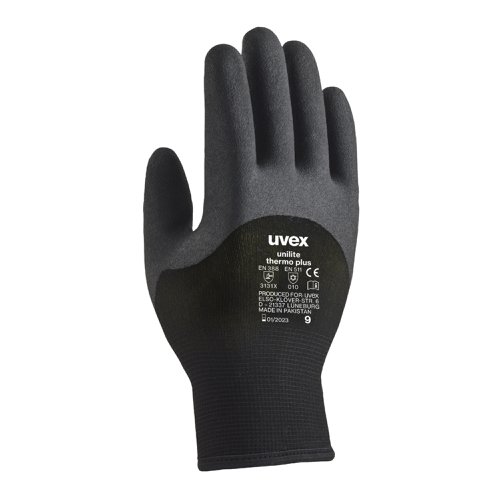UV6059211 | Winter or cold use safety gloves stand out due to the extremely robust coating which is flexible even at low temperatures 3/4 robust HPT foam coating - spongy soft, durable and flexible coating repels liquids giving excellent grip in wet, dry or oily conditions Acrylic and new wool mix liner helps insulate from the cold. Soft to touch and absorbs perspiration Highly flexible - stretches easily with the hand shape Offers excellent dexterity and high abrasion resistance Ideal for work at low temperatures, refrigerated warehouses and forklift truck drivers