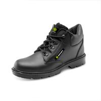 Beeswift S1P Smooth Leather Mid Cut Safety Boots Black Black