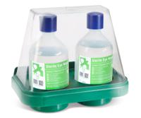 Click Medical 2 X Eyewash Bottles With Double Wall Mount Stand 