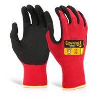 Glovezilla Nitrile Nylon Glove Red (Pack of 10)
