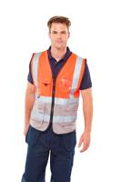 Beeswift Two Tone Executive Waistcoat Red / Grey L