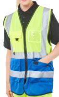 Beeswift Two Tone Executive Waistcoat Saturn Yellow / Royal 4XL