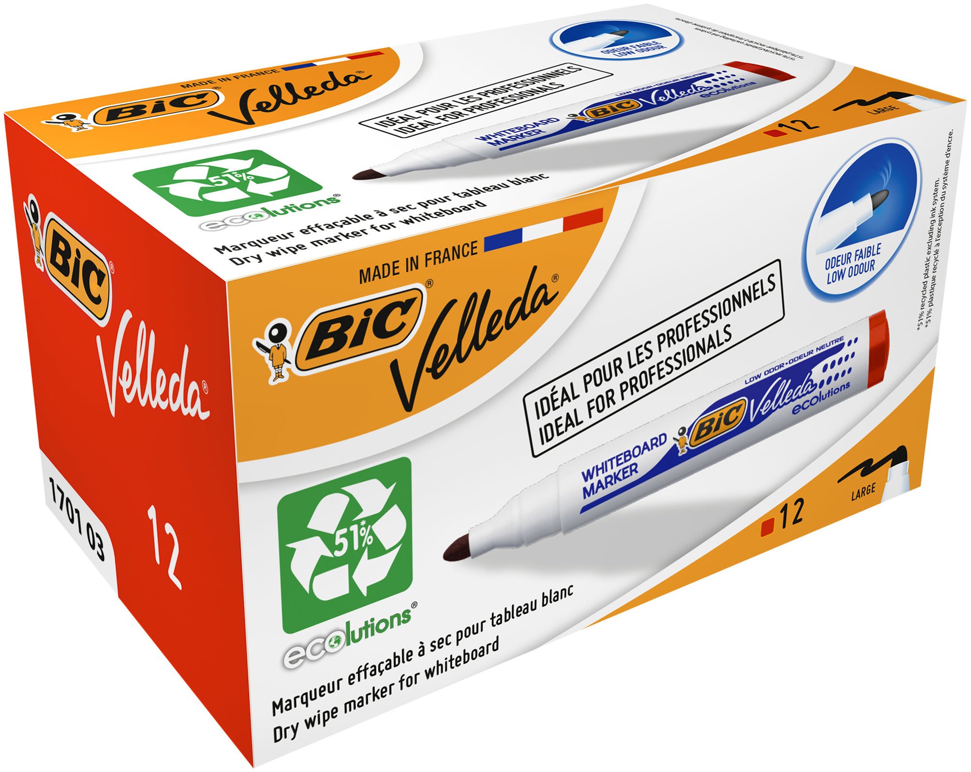 Velleda 1701 Wbrd Marker Bullet Red Bx12