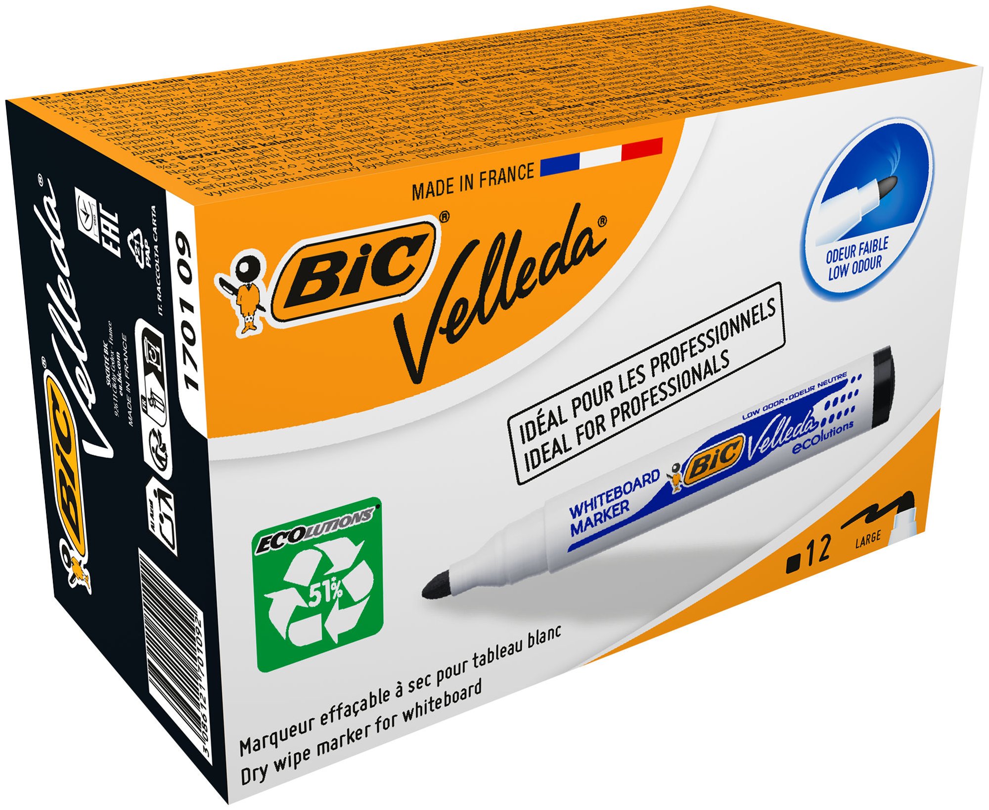 Velleda 1701 Wbrd Marker Bullet Black Bx12