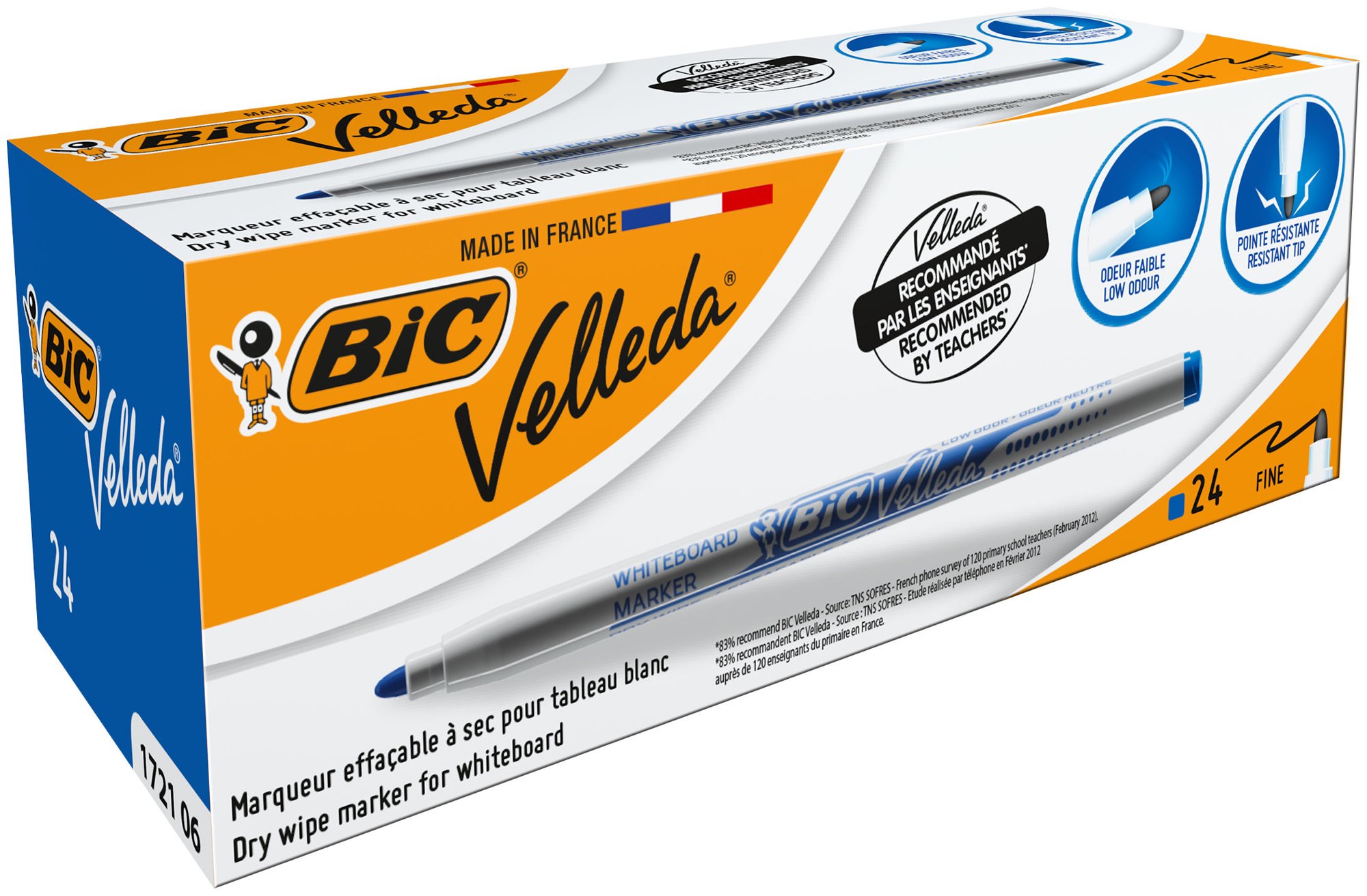 Velleda 1721 Whiteboard Markers, 1.2mm blue Box 24