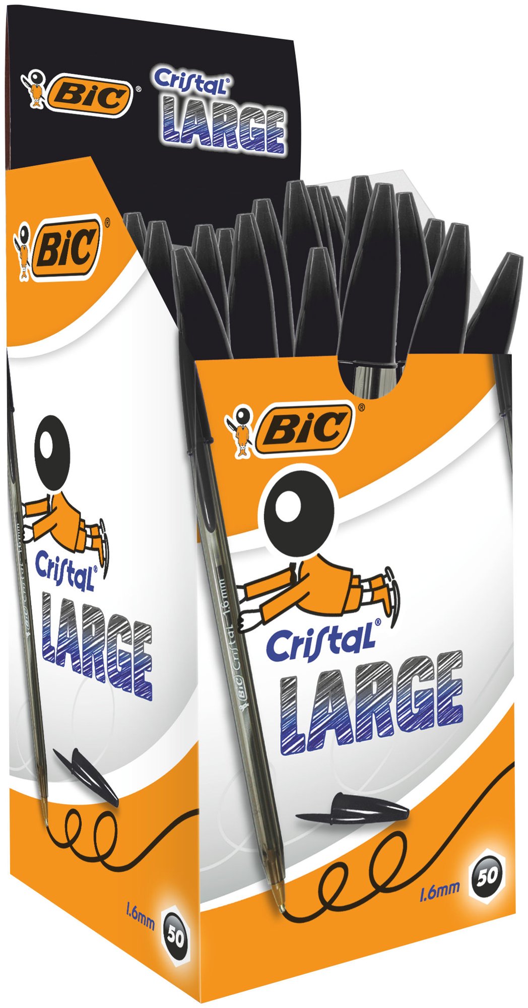 Bic Cristal Biro Large 1.6mm black Box of 50