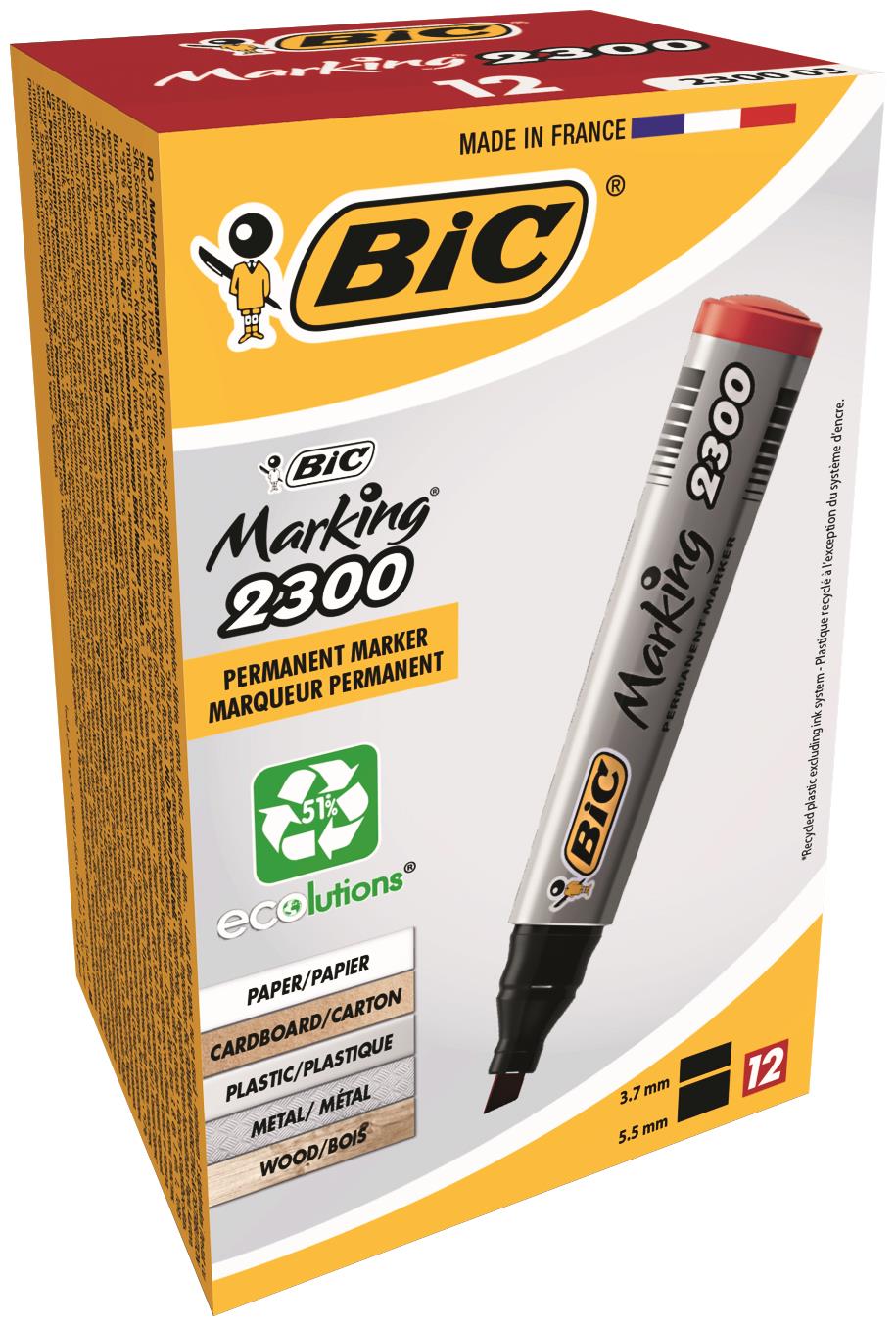 Bic 2300 Permanent Marker Red Chisel Bx12