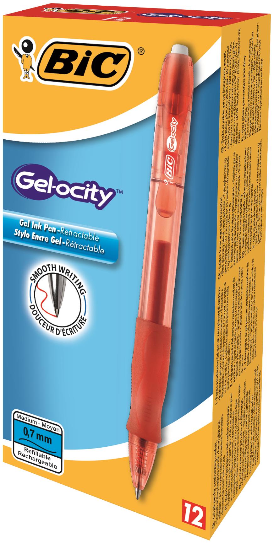 Bic Velocity Gel Clic red Bx12
