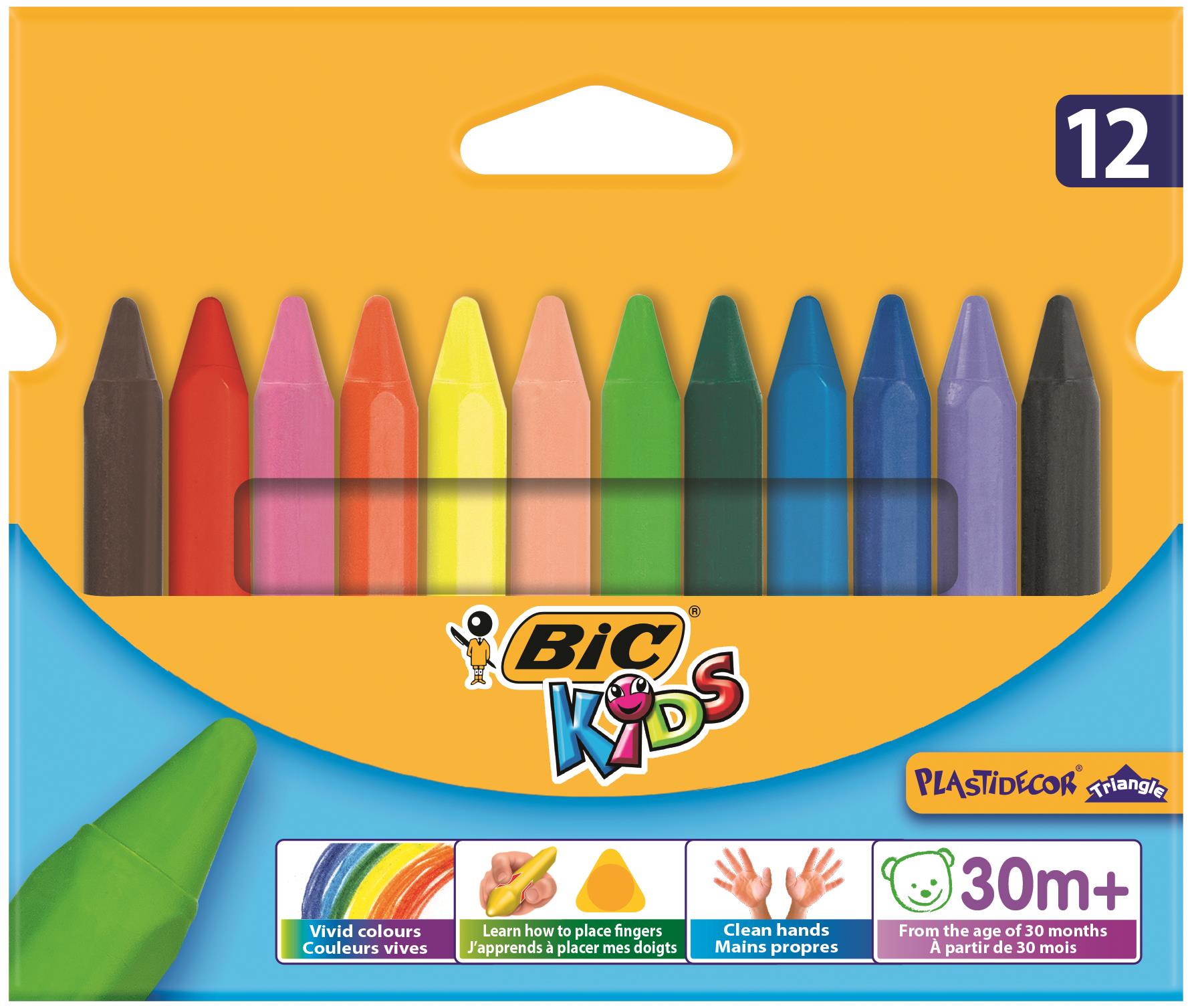 Bic Kids Plastidec Triangle Crayons Pk12