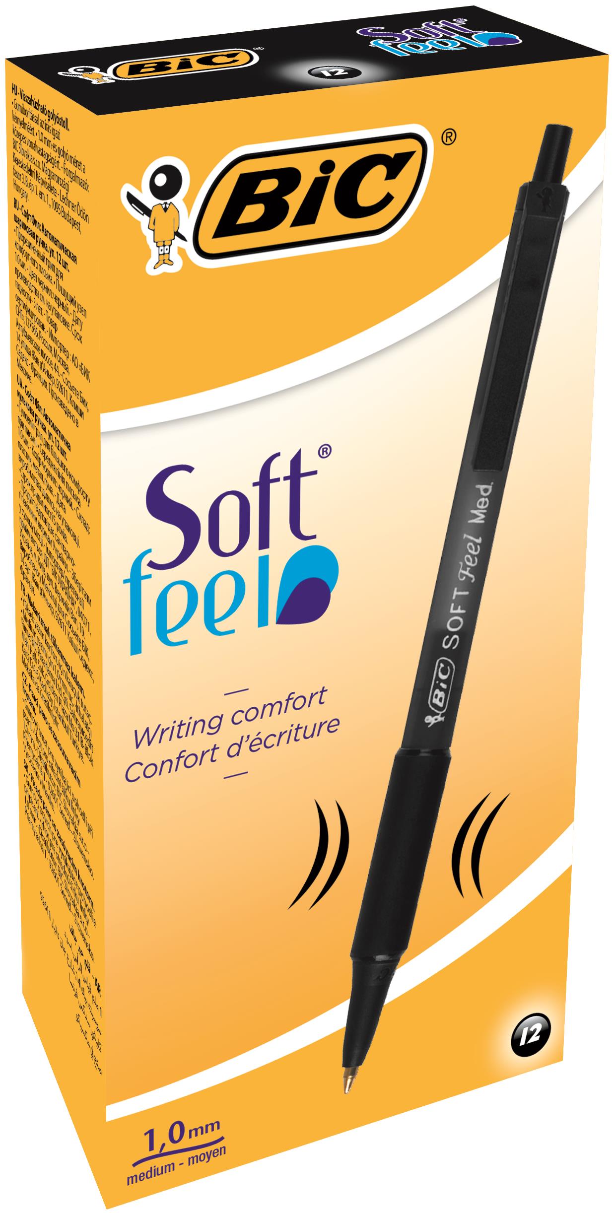 Bic SoftFeel Clic Retractable Ballpen Blk Bx12