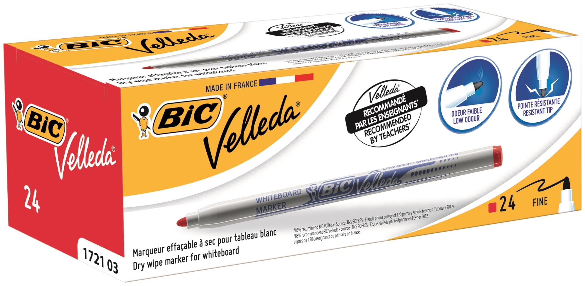 Velleda 1721 Whiteboard Markers 1.4mm Red Bx24